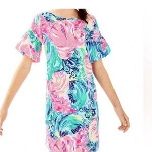 LILLY PULITZER GIRL'S MINI LINDELL DRESS MULTI BEACH PLEASE LARGE (8-10)